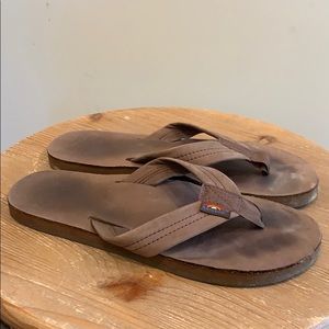 Rainbow leather flip flops🌈